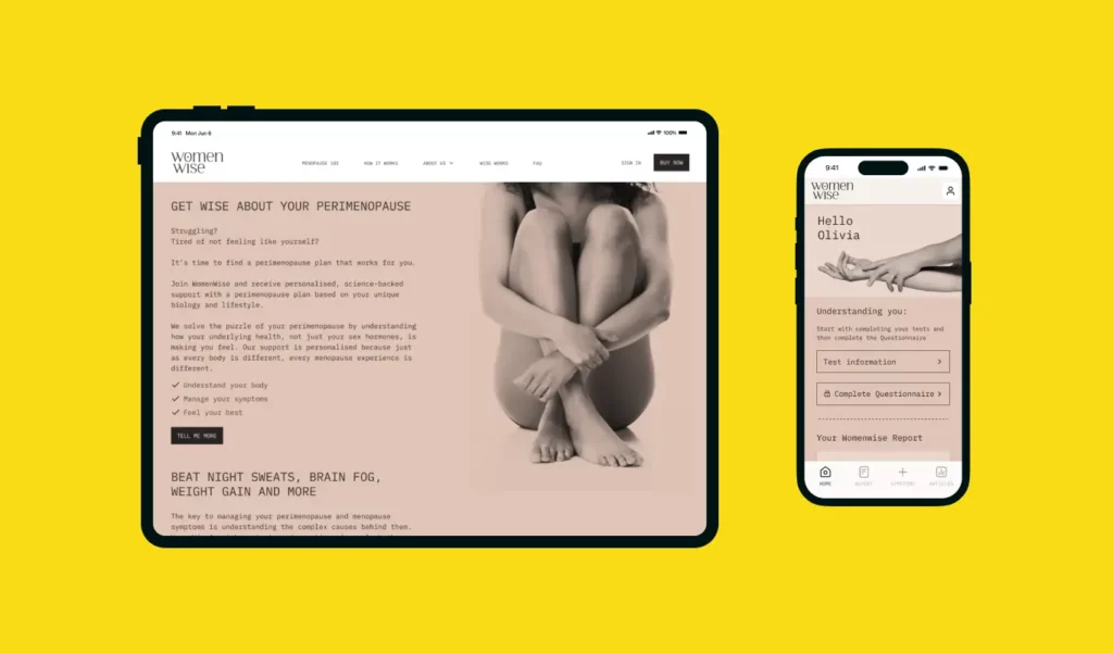Women Wise open on tablet and phone