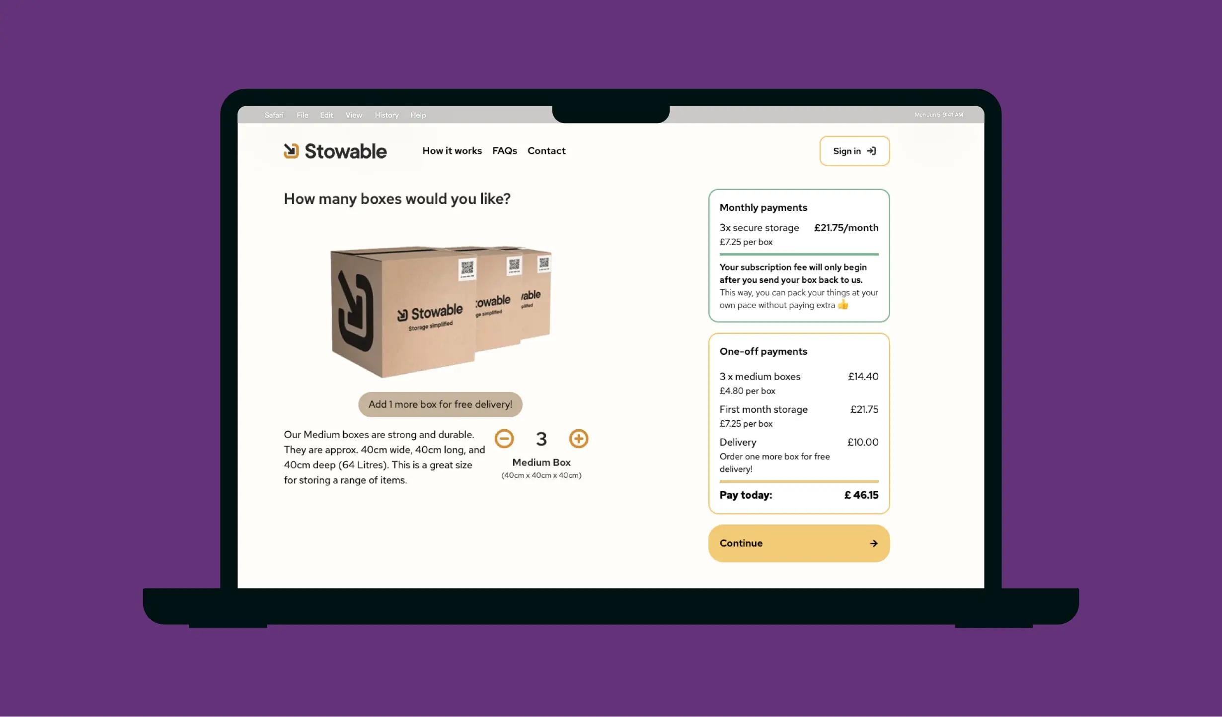 Stowable open on a laptop.