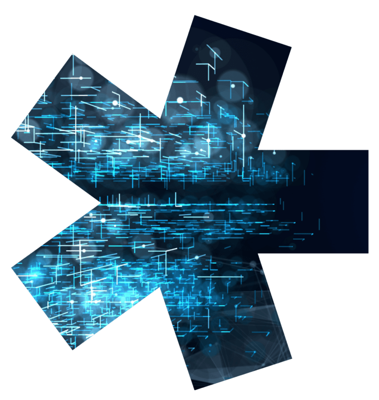 Abstract image of blue data nodes in the Hiyield asterisks.