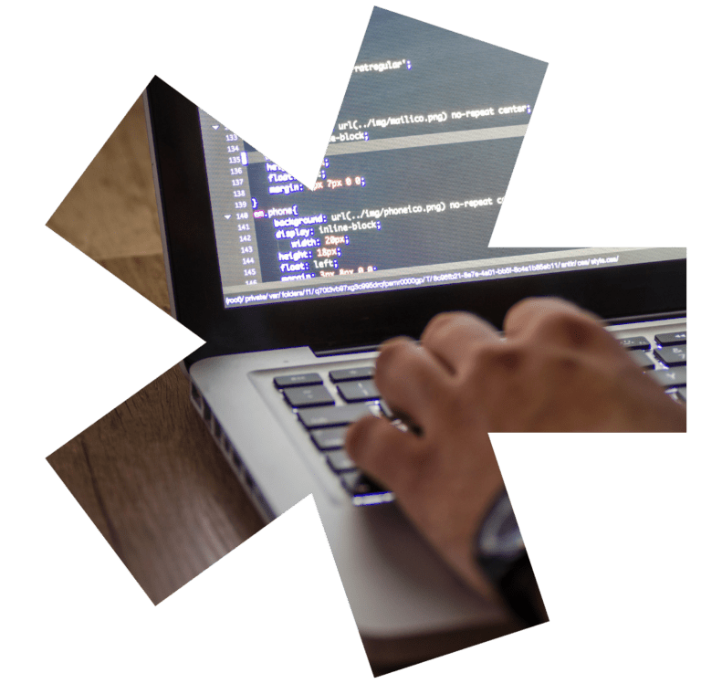 A photo of someone coding in a laptop, in the Hiyield asterisks.