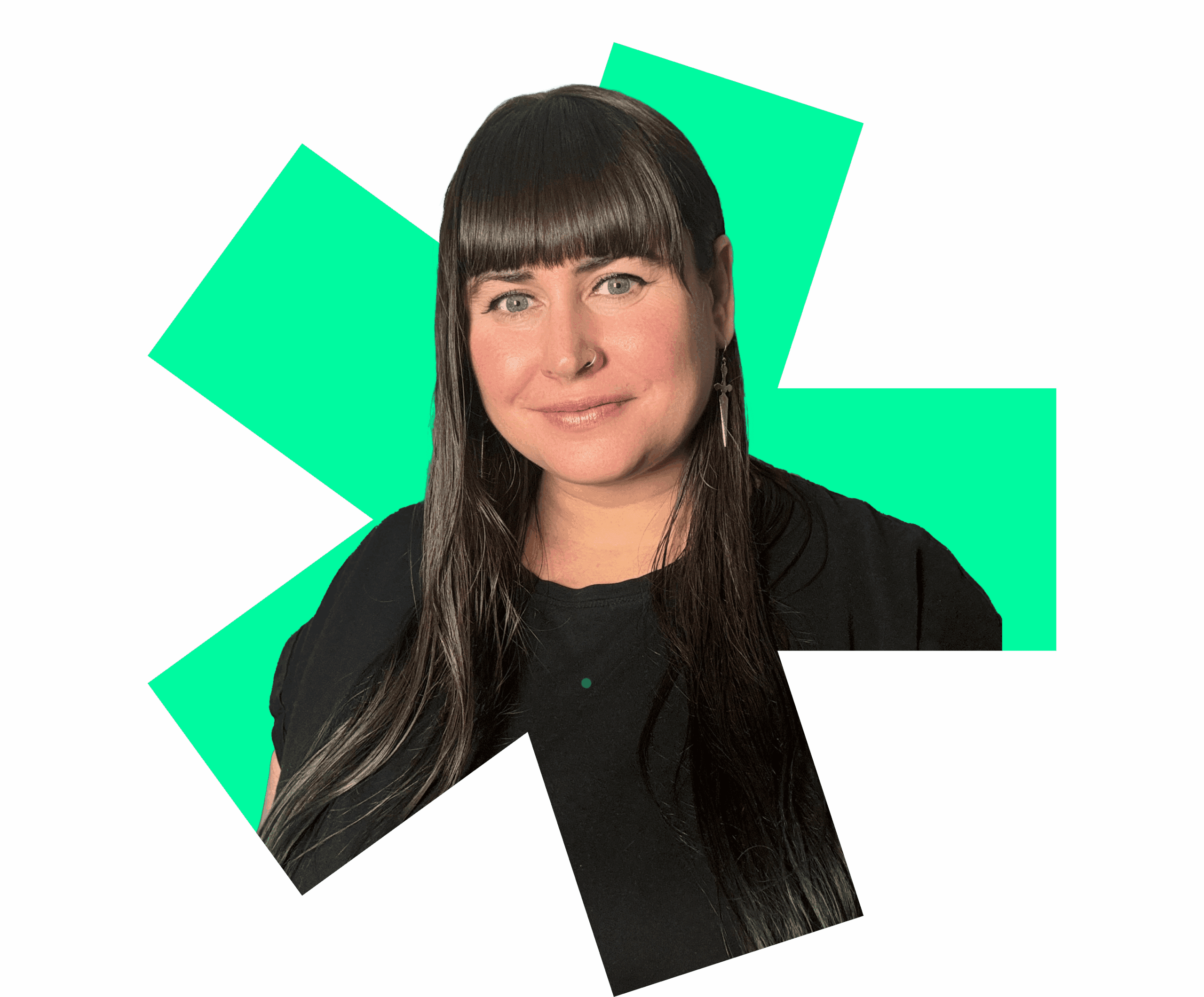 Lyssa-Fêe Crump in green Hiyield asterisk.