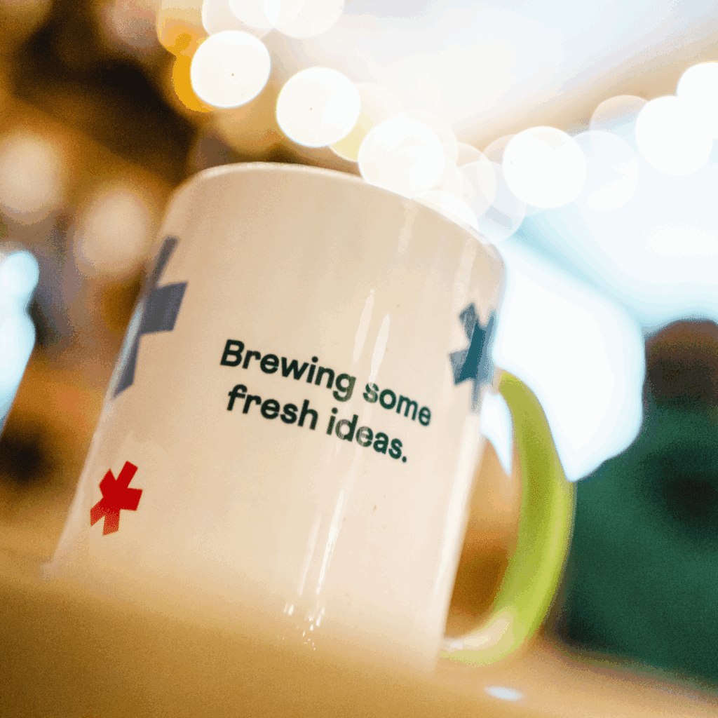 Hiyield mug that says brewing some fresh ideas.