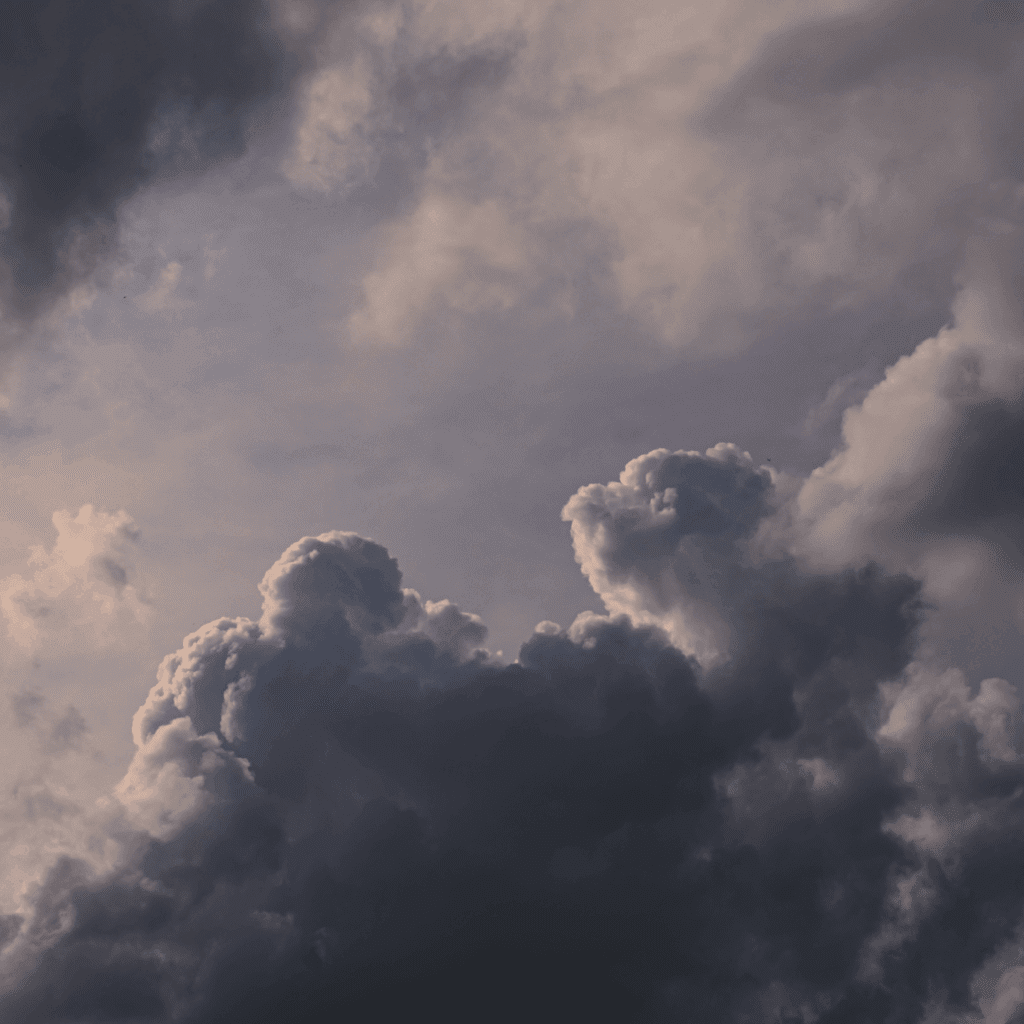 Stormy grey clouds in the sky.