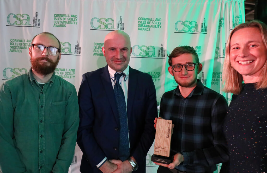 The Hiyield team accepting the runner up award for Low Carbon Leader at the Cornwall Sustainability Awards.
