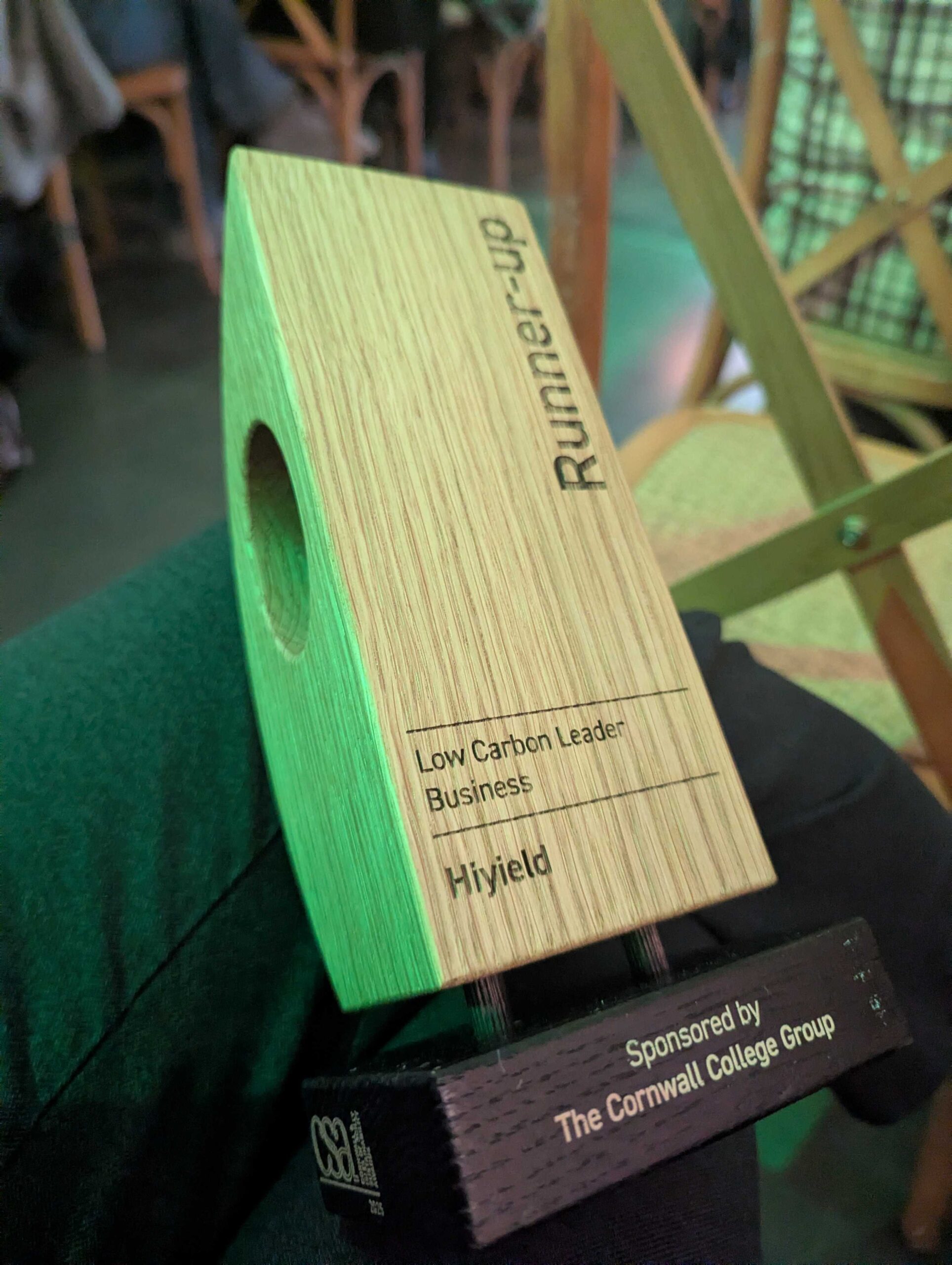 Hiyield's runner up award at the Cornwall Sustainability Awards 2025.