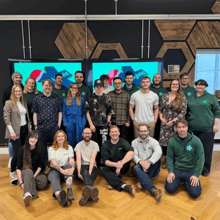 The whole Hiyield team during their Christmas away day 2025 at the Eden project.
