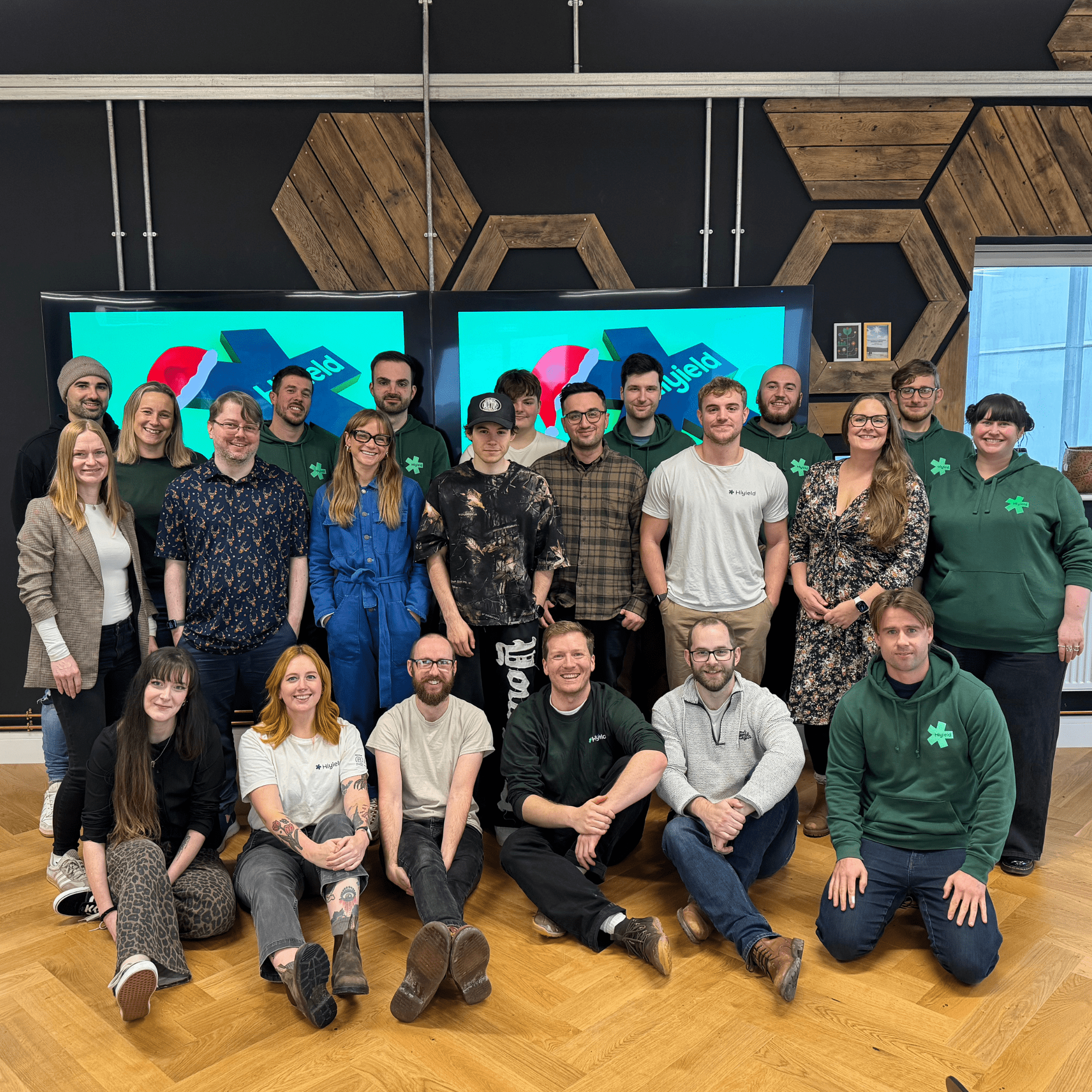 The whole Hiyield team during their Christmas away day 2025 at the Eden project.
