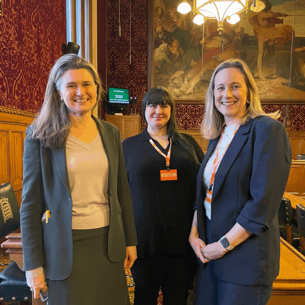 Truro & Falmouth MP Jayne Kirkham with Lyssa-Fêe Crump and Laura Hudspith at Westminster.