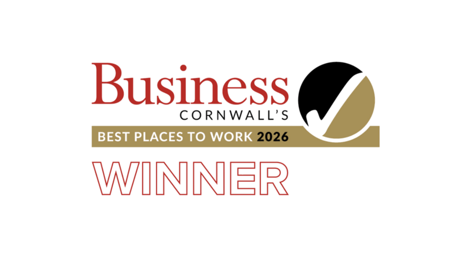 Business Cornwall Best Places to Work 2026 winner logo.