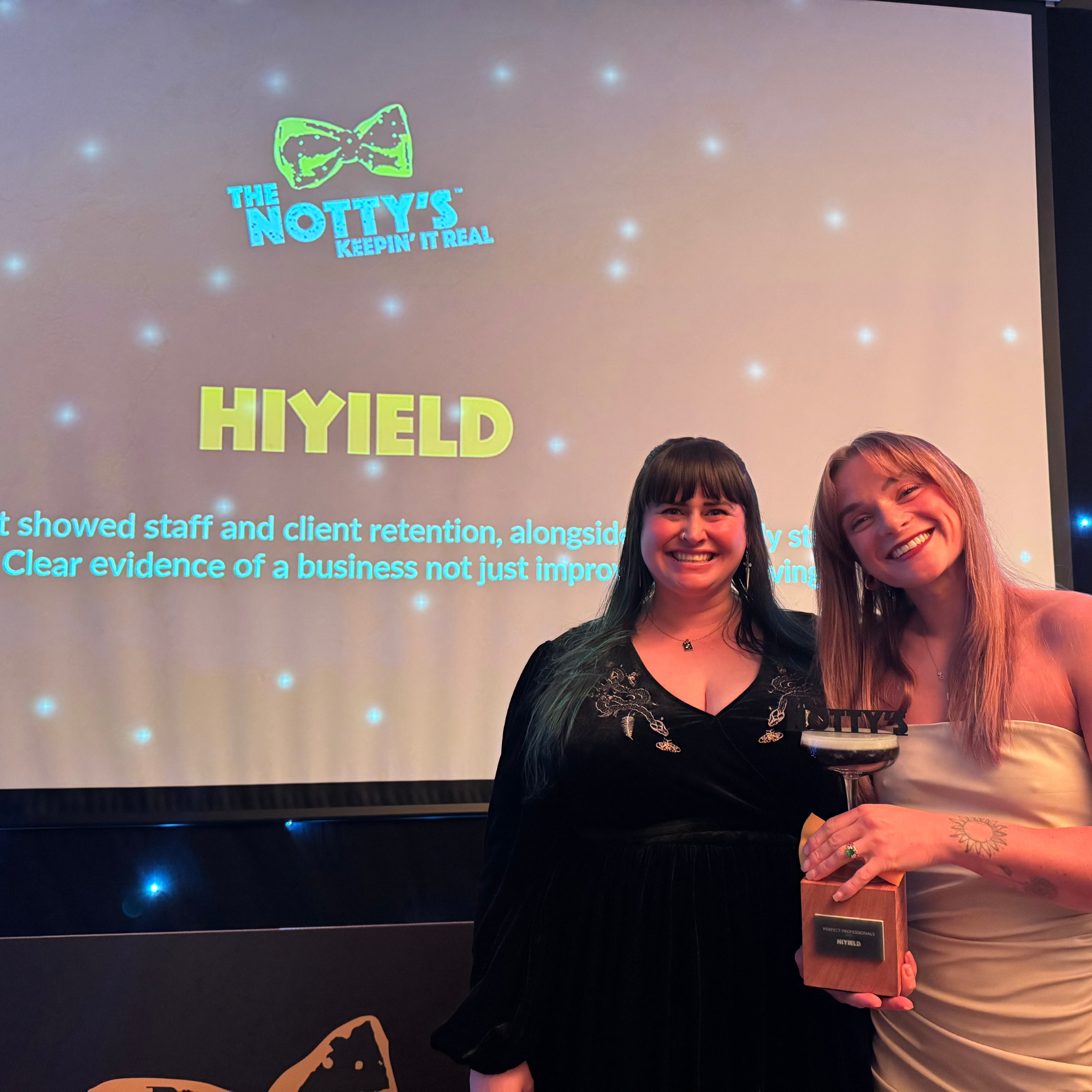 Lyssa-Fêe Crump and Sophie Hampton at the 2025 Notty's Business awards.
